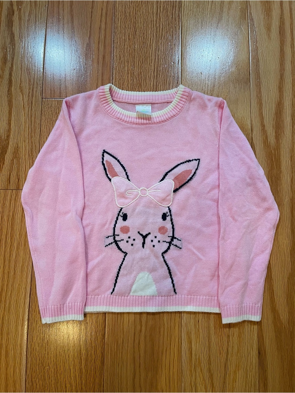 Celebrate! Pastel Pink Knit Sweater with Cream Trim
